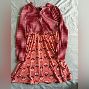 Charming Striped and Floral Kids Dress - Red and Pink